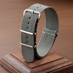 Premium Ribbed Nylon Watch Band in Military Ballistic Fabric - Khaki Field Bracelet - 22mm (Grey)