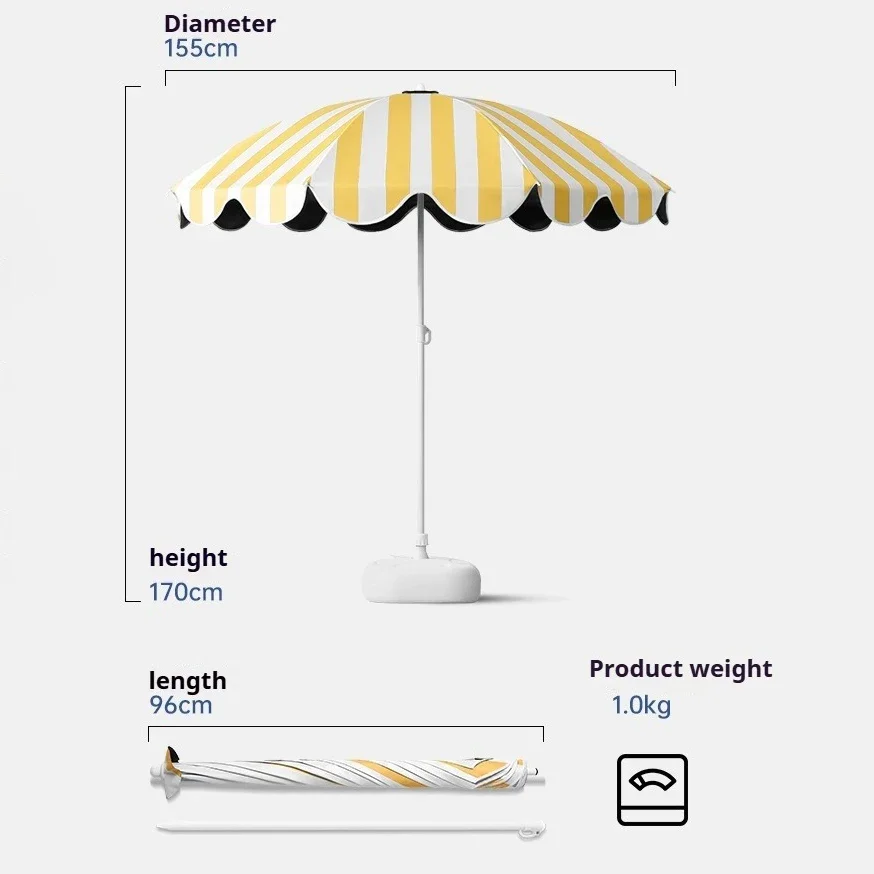 Fashion Suncreen Patio Umbrella Strip Style Large Beach Umbrella UV Protection Outdoor Garden Sun Big Size with Base