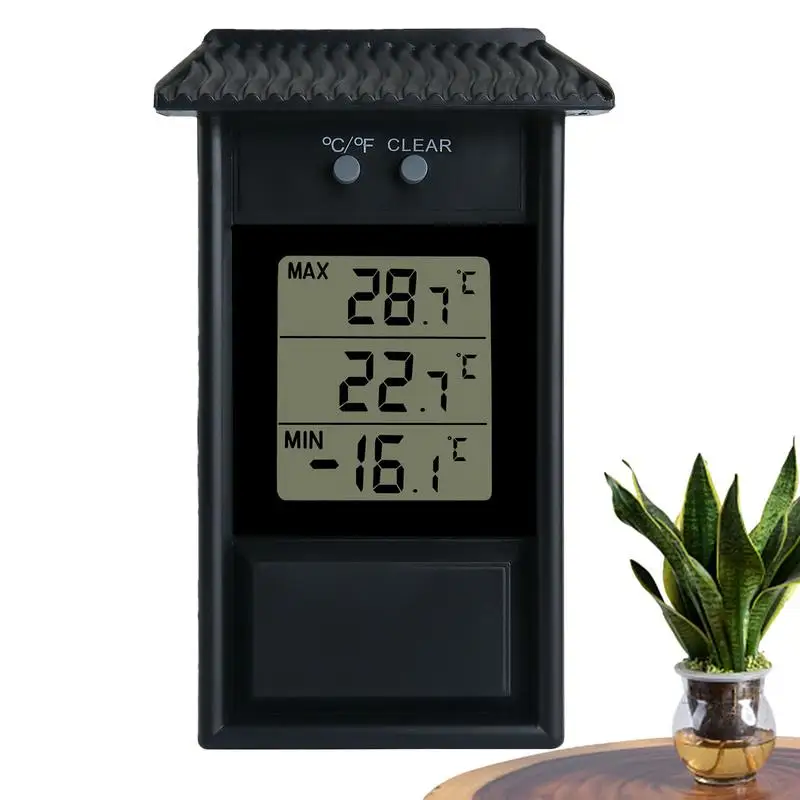

Digital Thermometer LCD Display Max Min Greenhouse Garden Indoor Outdoor Wall Room Waterproof Wall Mounted Thermometer for Green