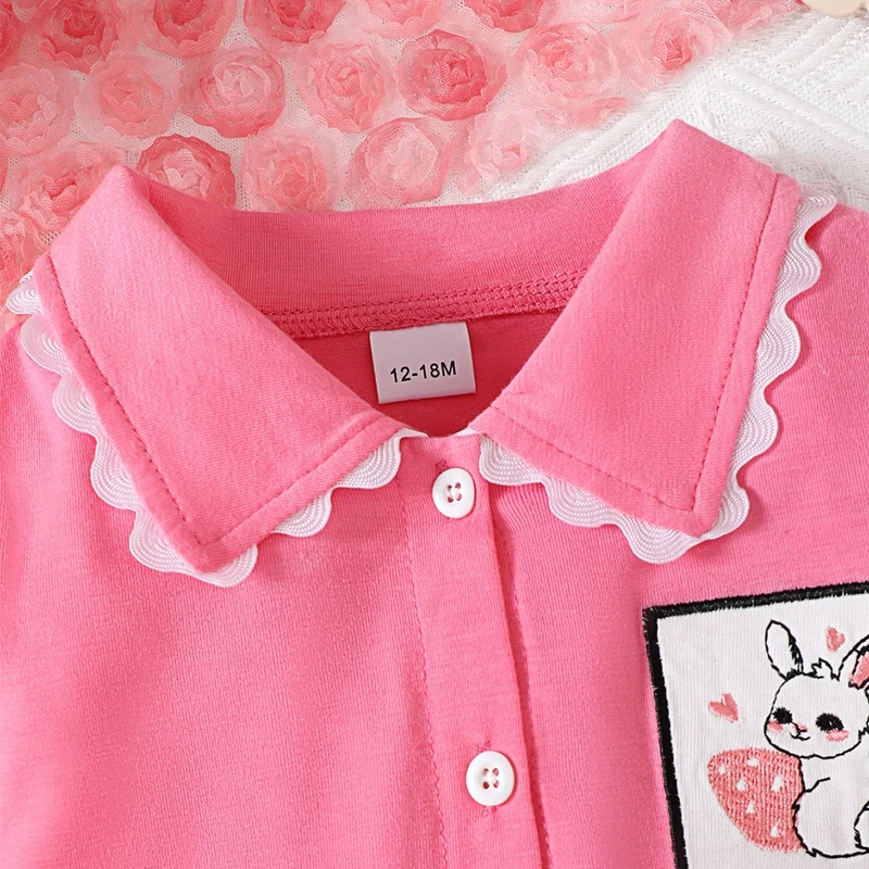 Newborn Baby Sleepwear 0-3Y Baby Girls Summer Pajama Set Short Sleeve Lapel Button Down Shirts Tops + Ruffle Shorts Toddler Sleepwear Kids Loungewear