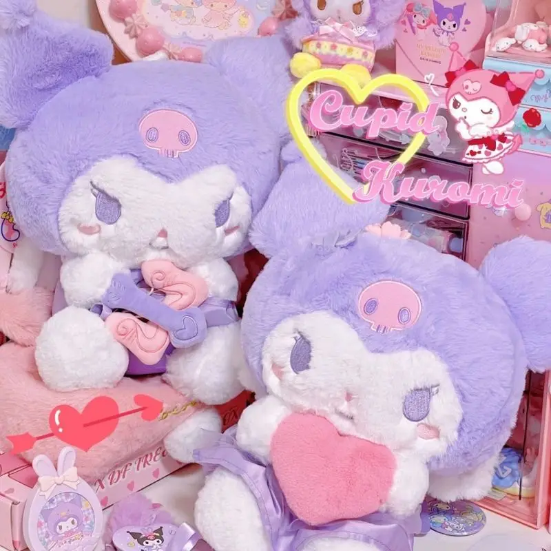 

Cute 35cm Kuromi Angel Wings Hold Love Cupid Archery Cupid Plush Doll Toy For Girl Valentine'S Day Present Birthday Gift