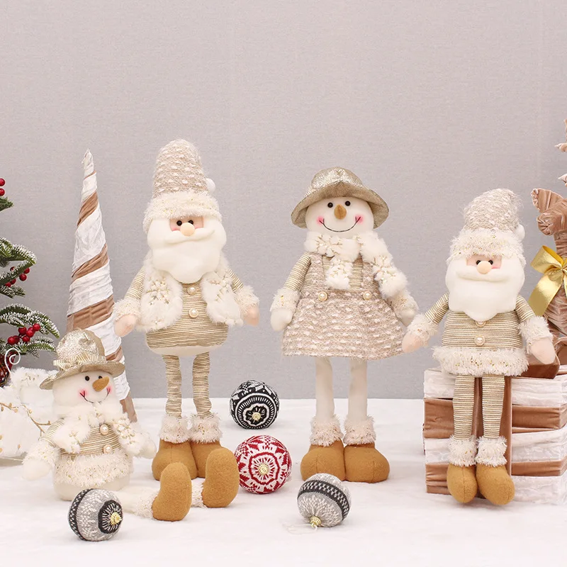 

48cm Christmas old man standing pose doll gift retractable snowman doll shopping mall hotel holiday decorations home decor