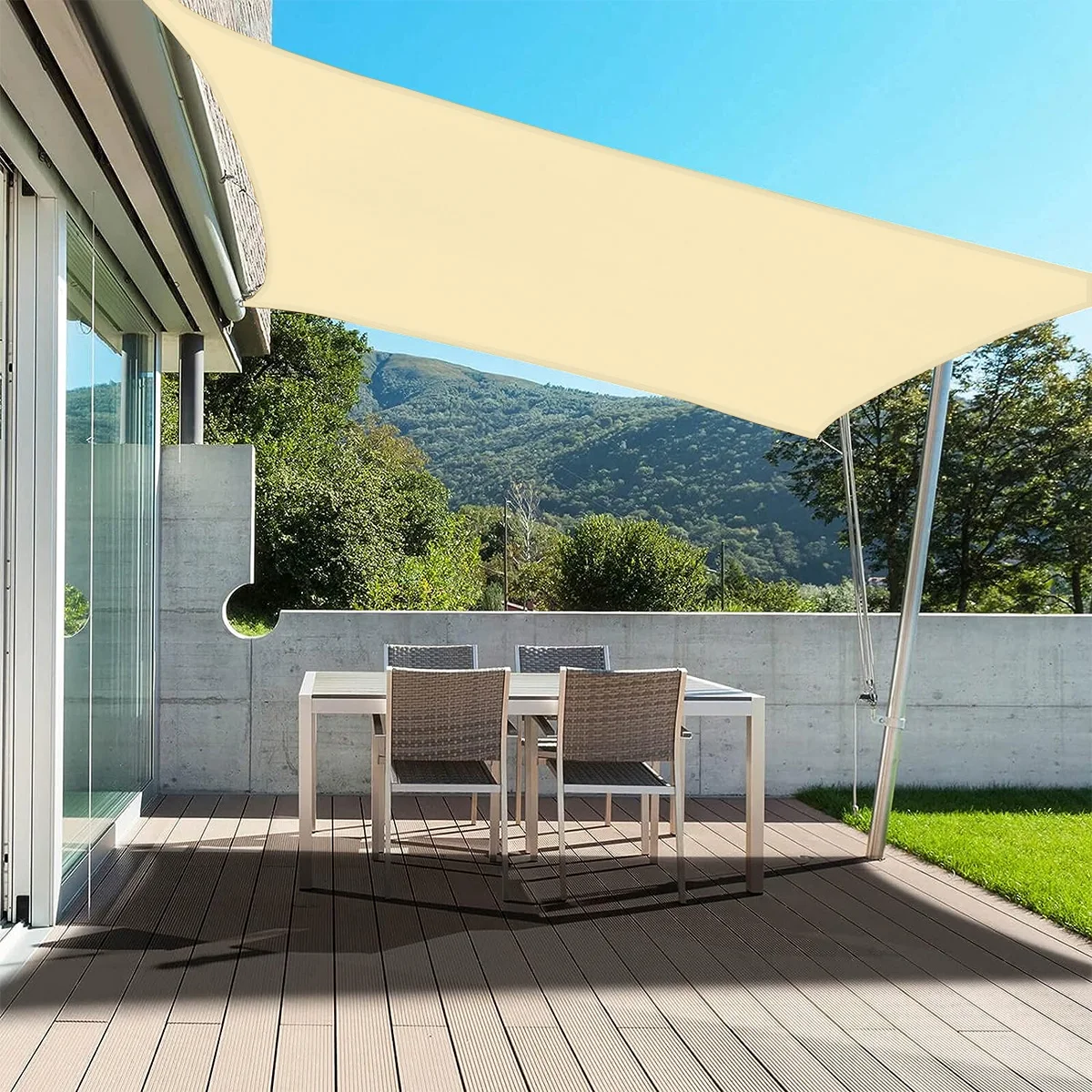 1PC, UV-Blocking Waterproof Shade Sail, Portable Easy Fasten Sun Canopy For Outdoor Patio, Yard, Car Port, Pool Decoration 5