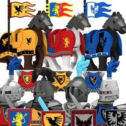 MOC Medieval Military Knights Soldiers Figures Army Building Blocks Shield Helmets Weapons Spear Sword Vest Bricks Toys Boys