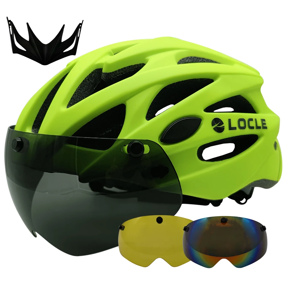 LOCLE Goggles Cycling Helmet MTB Road Mountain Bicycle Helmet