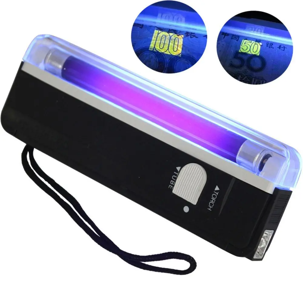 UV Flashlight Lighting Powered 6V Handheld Blacklight Flashing 2in1 Money Detector Portable