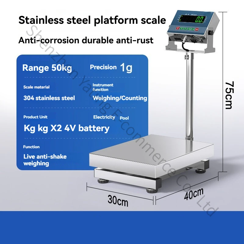 200kg Weighing Scale Stainless Steel Electronic Platform Scale Industrial Water