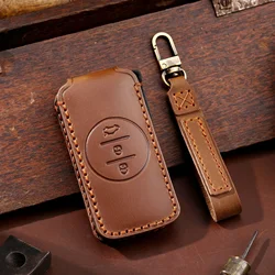 Premium Genuine Leather Car Key Case Cover and Keychain Holder (BROWN)