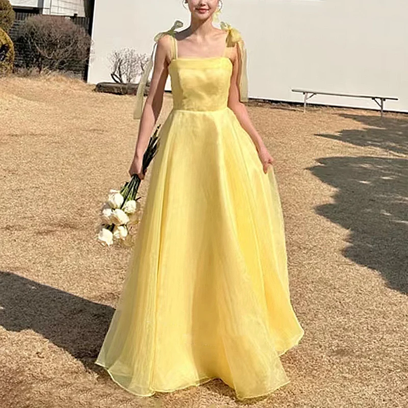 

Elegant Long Prom Dresses for Women 2023 Spaghetti Strap Floor-Length A-Line Special Events Wedding Dance Evening Party Gala New