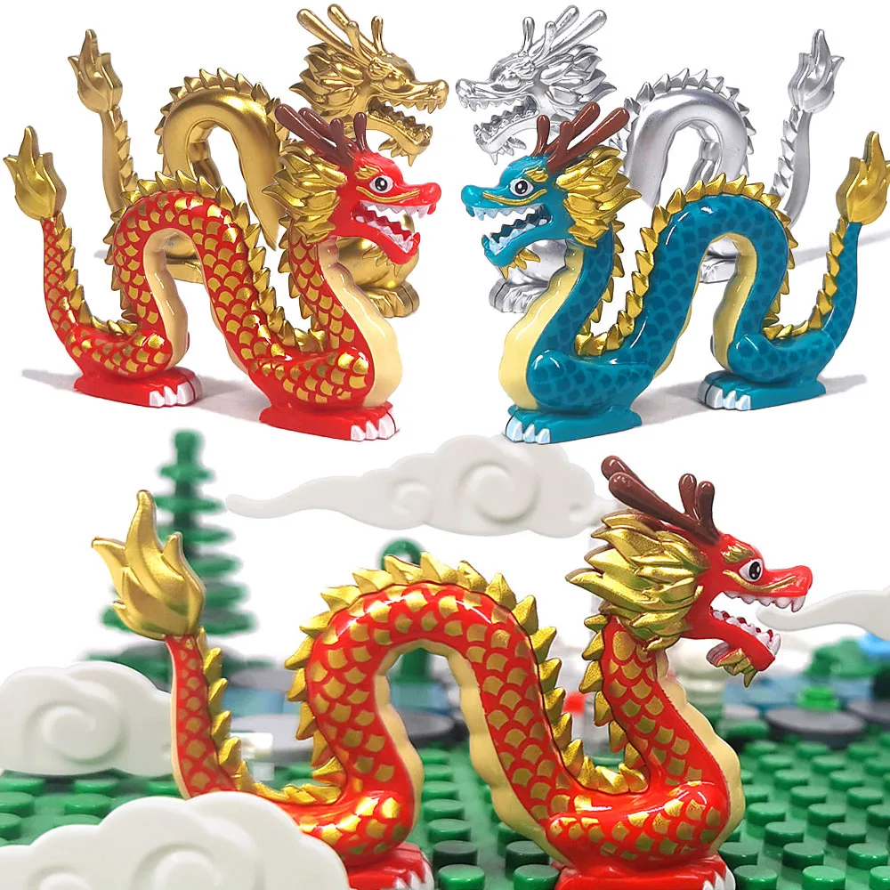 

MOC China Dragon Building Blocks Animlas Auspicious Beast Bricks Assemble Toys Gift
