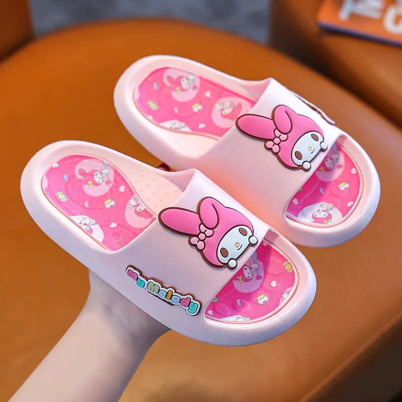 New Kawaii Sanrio Kuromi Kids Slippers Cinnamoroll Melody Kitty Cute Anime Cartoon Boys Girls Home Shoes Sandals Gifts for Girls