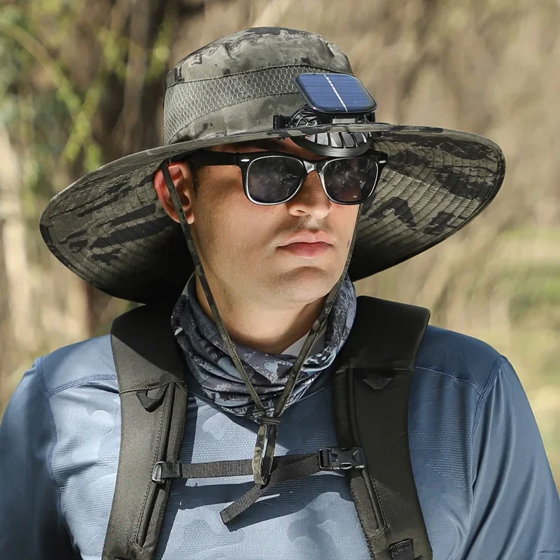 Fan hat, summer outdoor male, solar energy rechargeable, strong wind cool hat, cooling, shading, sun protection, fishing hat