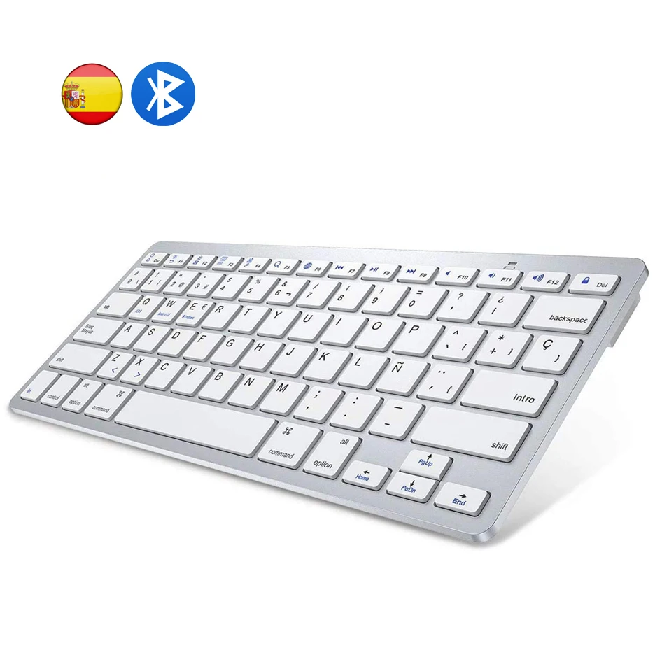 

Spanish Bluetooth Keyboard Light Portable Slim Wireless Keyboard teclado for Mac iPad iPhone iOS Android Windows Smart TV
