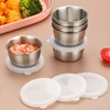 1/6pcs 40ML Salad Dressing Container Sauce Dishes Portable Stainless Steel Small Sauce Cup With Leakproof Lids Dipping Cups 1