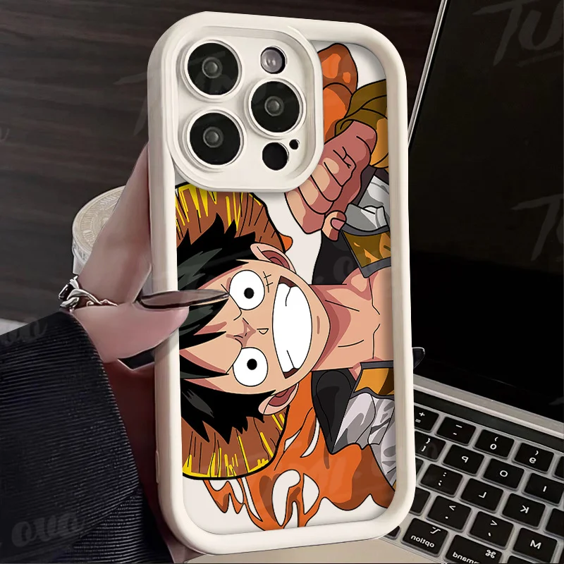 thumbnail image 1 of Funda de teléfono de Anime O-One Piece para iPhone 14, 15 Pro Max, 13, 12, 11, X, XS, XR, 7, 8 Plus, SE 2020, cubierta protectora de silicona a prueba de golpes, 1 of 5