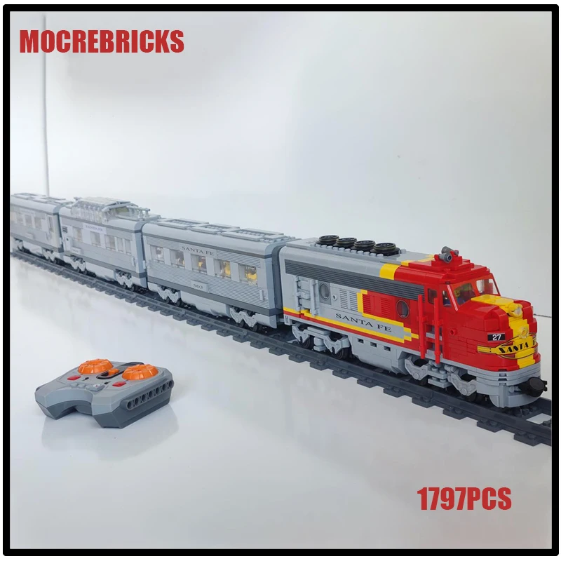 City High-Speed Train Track Santa Fe Super Chief RC Train Set Assembly Building Blocks Model Creative Railway Bricks Kid's Toys 1