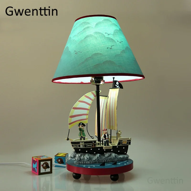 

Pirate Ship Table Lamps for Bedroom Bedside Reading Stand Desk Light Mediterranean Home Decor Modern Lighting Fixtures Luminaire