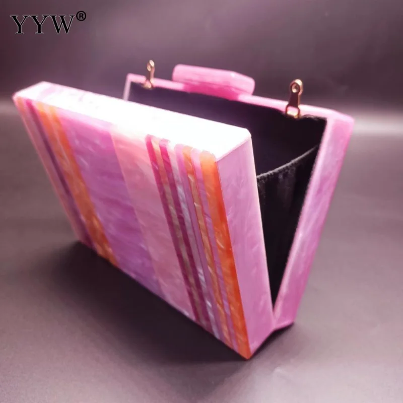 Luxury Design Handbag Brand Acrylic Evening Bag Women Chic Clutch Purse Party Patchwork Crossbody Multicolor Glitter Mini Wallet