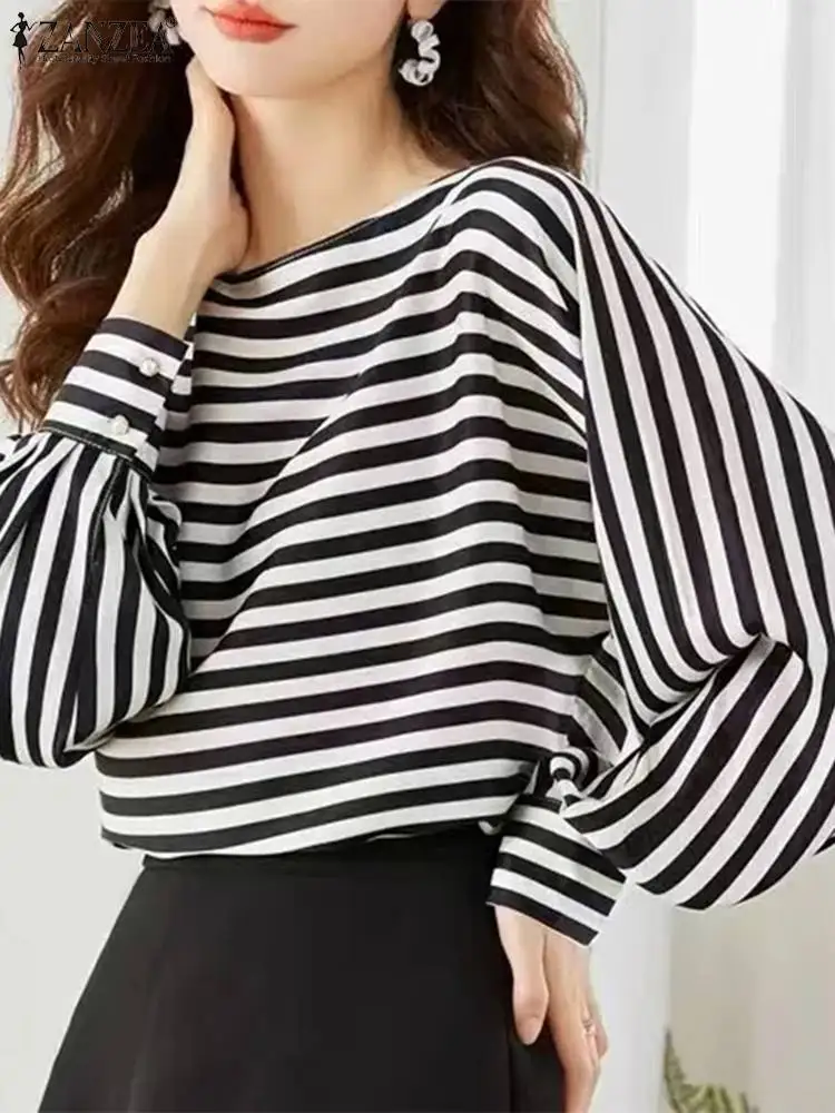 

2024 ZANZEA Fashion Women Spring Long Sleeve Work Shirt Casual Striped Blouse Female Party Holiday Blusas Loose OL Work Tops