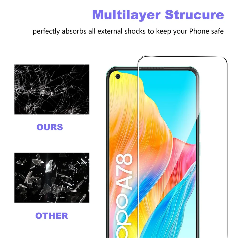 Screen Protector For OPPO A78 4G, Tempered Glass SELECTION Free Shipping HD 9H Transparent Clear Anti Scratch Case Friendly