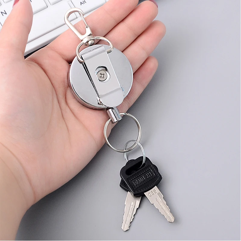 NEU HOT 1*Retractable Pull Keychain Halter Reel Recoil Schlüsselring Gürtelclip 