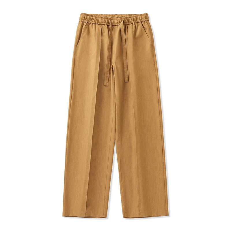 2024 New Spring Summer Men's Ice Silk Wide Legged Pants Suit Pant Breathable Cool Drawstring Casual Light Thin Plus Size 8xl