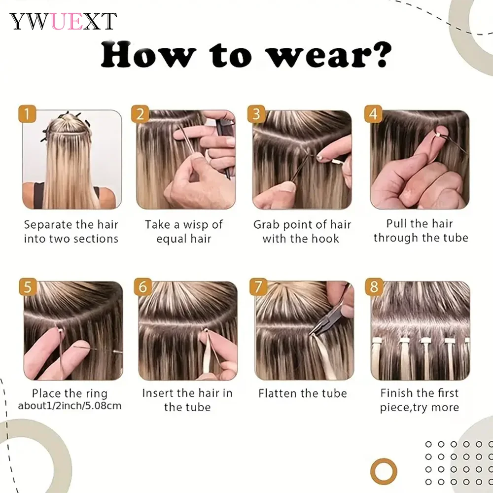 Micro Loop Hair Extensions Real Natural Straight Micro Ring Link Hair 12"-20" Loop Ring Human Extension Black Brown Blonde