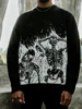 Aesthetics Street Apparel Knitted Sweater Gothic Skull Pullover Harajuku Cotton Unisex Sweater Large Sweater Loose Y2K EMO 1