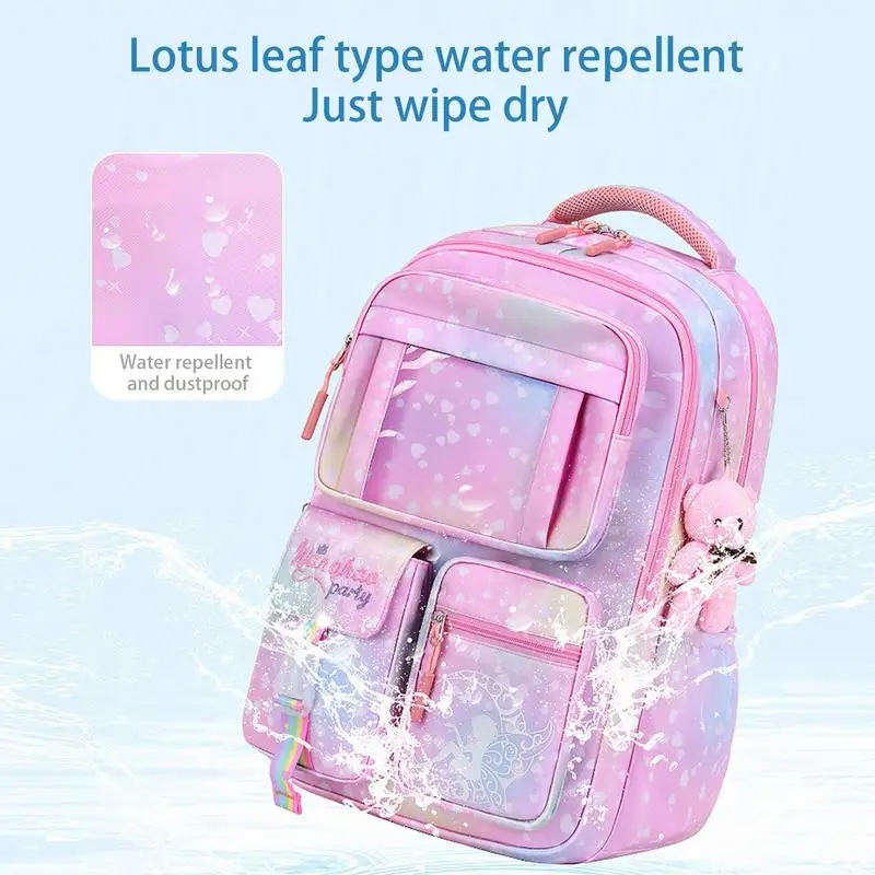 Bear Backpack For Girls Cute Bear Princess Breathable Kids Backpack 18inch Large Capacity Spine Protection Backpacks For School 5