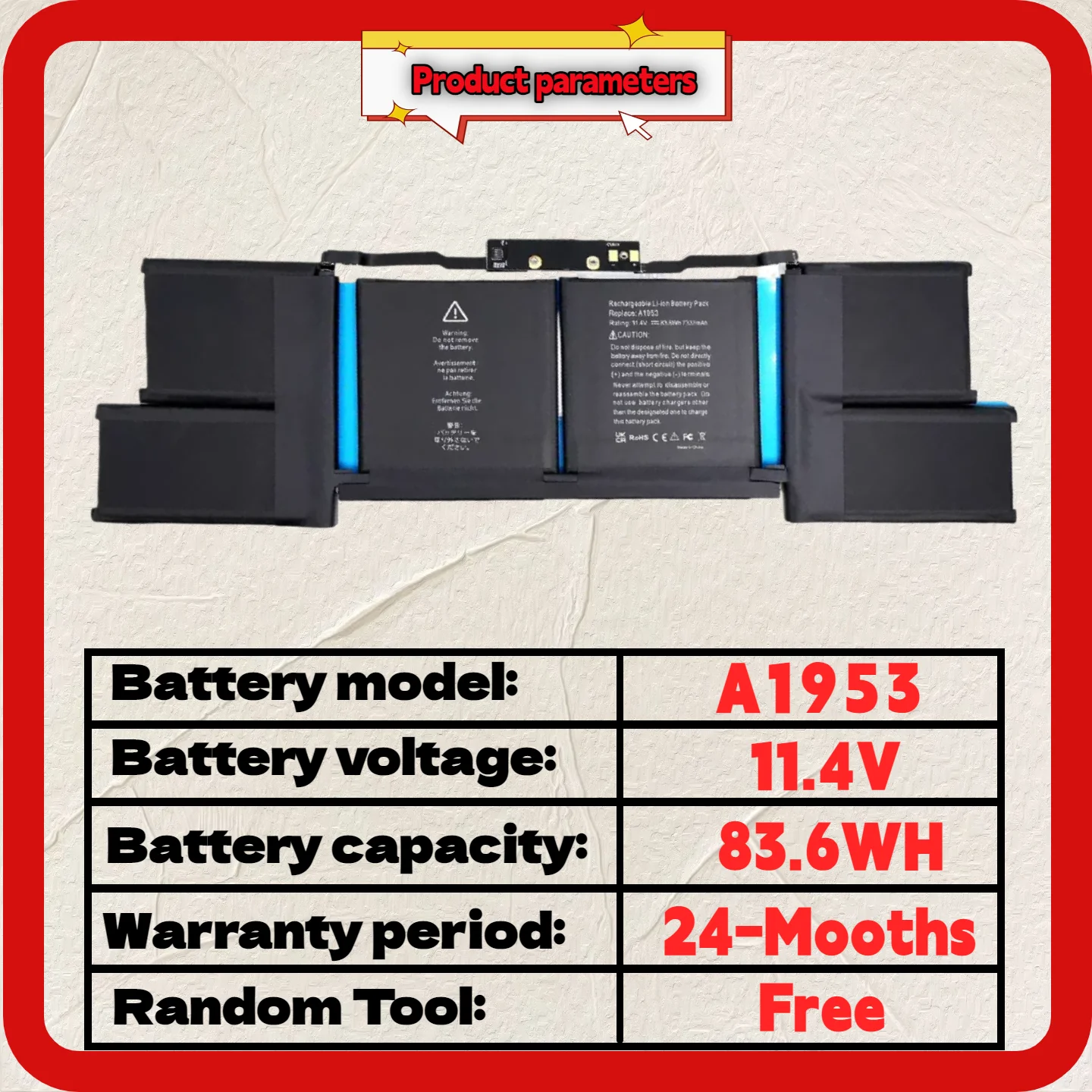 Batteria per laptop Apple MacBook Pro 15" A1990 - immagine 4
