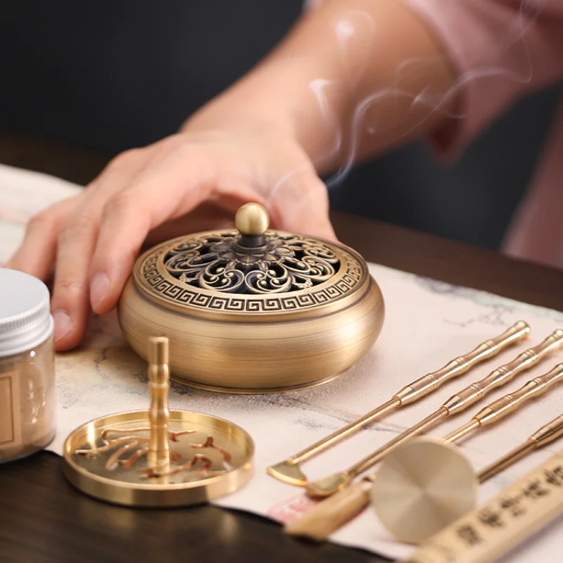 13 Piece Incense Gift Set - Luxury Copper Burner, Aromadiffuser, High Quality Incense Stick, Negative Energy Remover