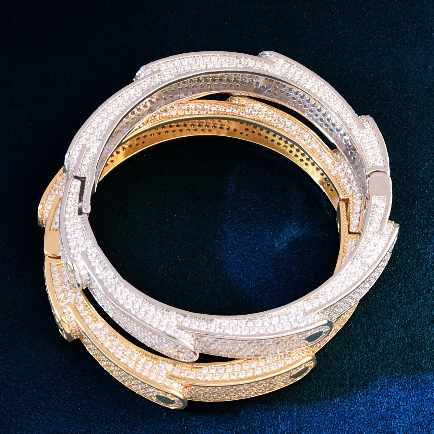 Gold Color Bangle For Men Women Ice Cubic Zirconia Fashion Hip Hop Rock Rapper Jewelry Gift 5