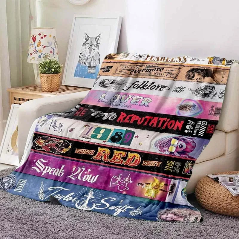 

Female Singer Taylors Swifts Pattern Blanket Star Art Flannel Thin Blanket Portable Home Travel Office Lunch Break Blanket