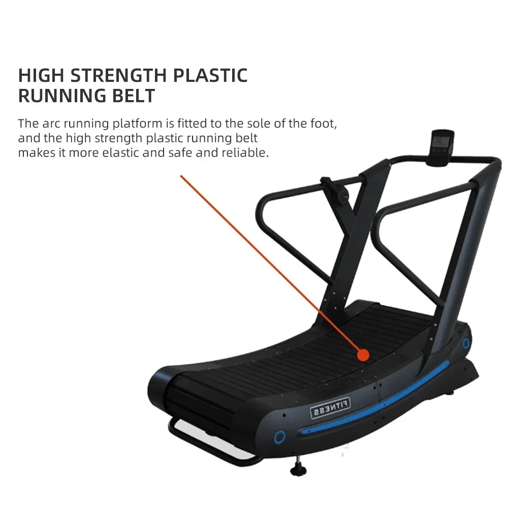 Unpowered Curve Treadmill Fitness Non-motorized Speed Fit Treadmill Self-generated Curved Only Supports