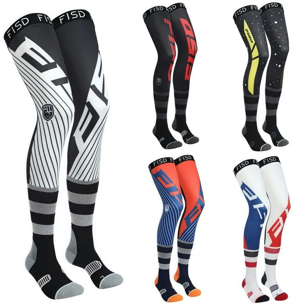 Elasticity Motorcycle Knee Braces Ice Silk Compression Motocross Knee Socks Cool Patterns Anti-slip Motorcycle Sports Sock compression socks
