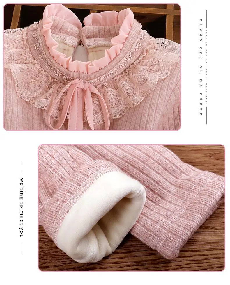 Herbst Winter Süße Mode Harajuku Mädchen Stricken Tops Alle Spiel Kawaii Casual Unterhemd Nette Solide Lange Ärmeln Kinder Pullover – Detail 7