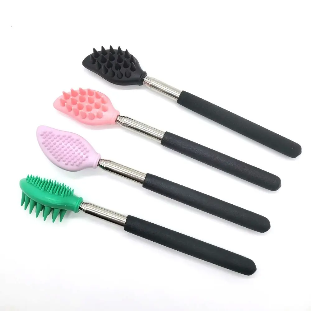 Back Scraper Massager Tool Silicone Massage Brush Nose cleaning Scrubber Extendable Back Scratcher Telescopic Backscratcher 20 pcs lottery scraper spatula scratcher tool for ticket card keychain plastic scraping tools scrapers