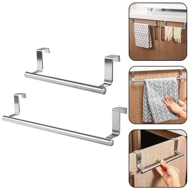 Description Picture 2 of item1/2 PCS Stainless Steel Towel Bar Cabinet Door Towel Hanging Bar Stainless Steel Bathroom Kitchen Cabinet Door Towel Wipe Rack