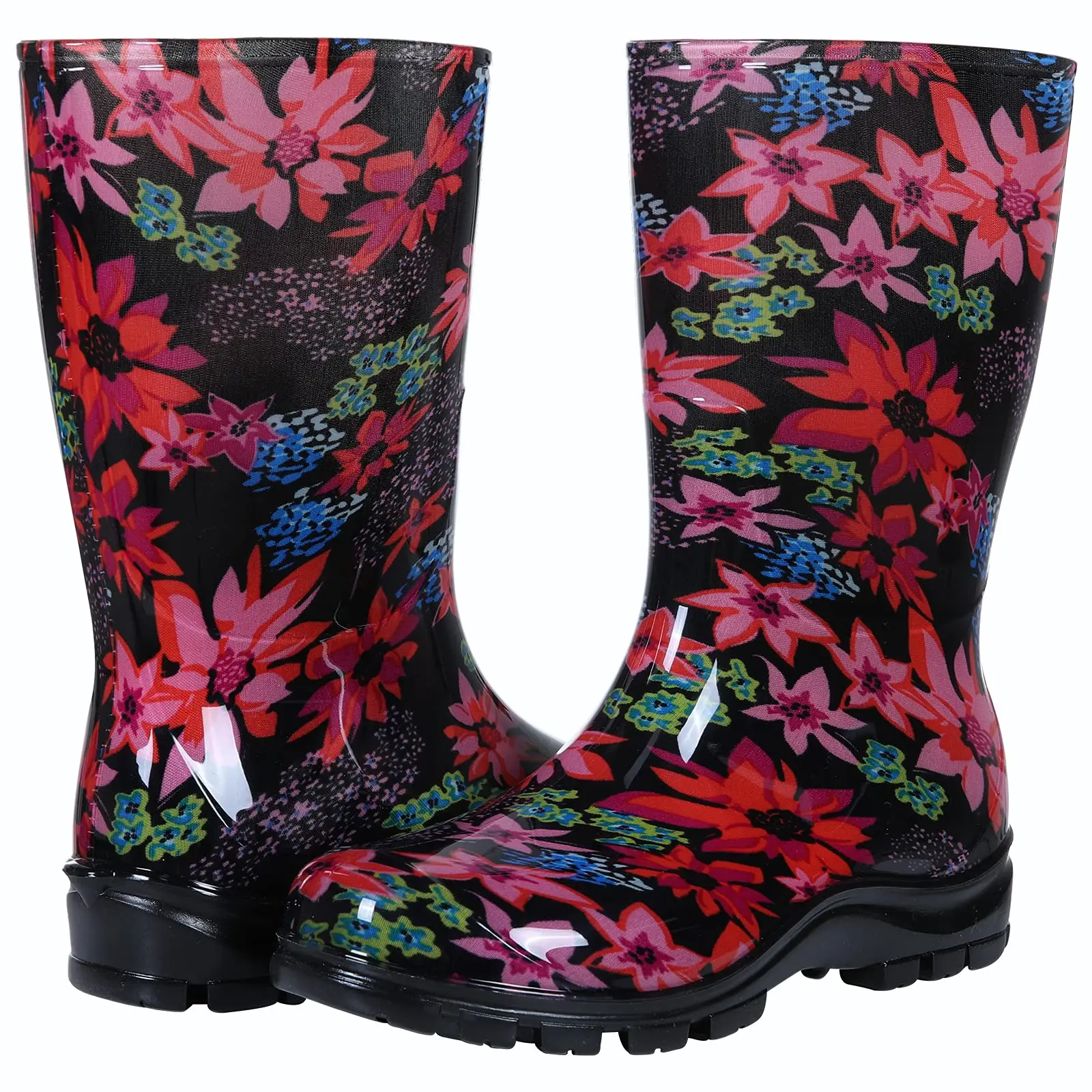 Comwarm Summer Women's Rain Boots Printed Rain Shoes Outdoor Work Anti-Slip Waterproof Boots High Quality Comfort Rubber Shoes