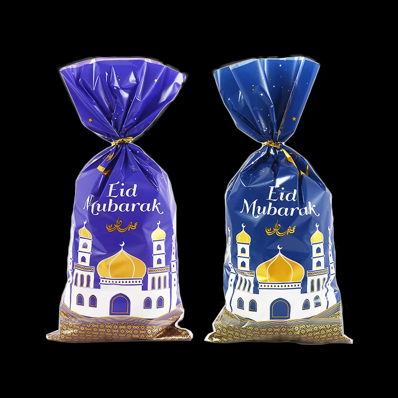 

100pcs EID Mubarak Festival Gift Bags For Nougat Candy Snack Packaging Muslim Islamic Ramadan Party DIY Decoration Plastic Pouch