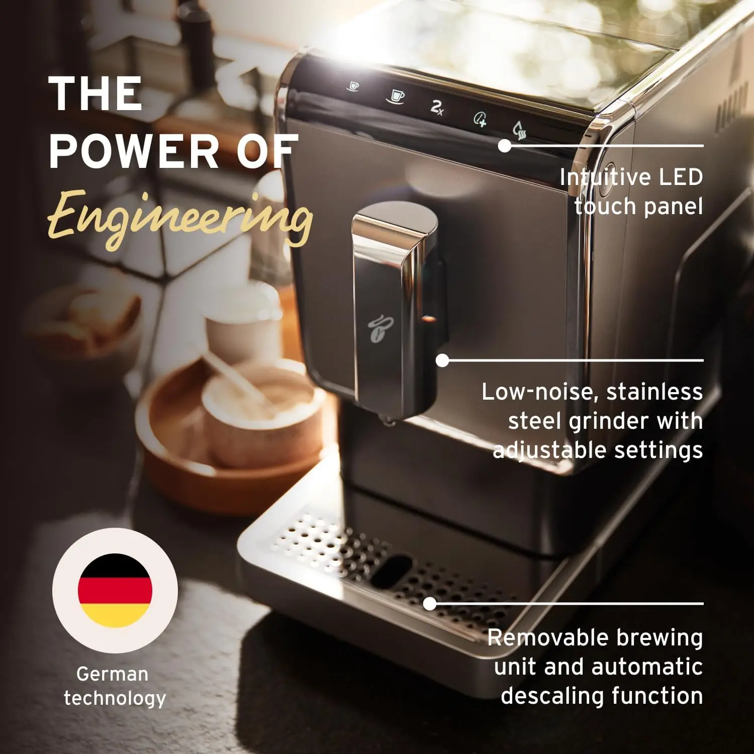 Automatic Espresso & Coffee Machine with Built-in Grinder No Coffee Pods Needed Silver 15.7"D x 8"W x 13.7"H