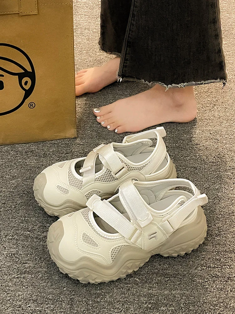 

Round Toe Shoes Woman 2024 Clogs Platform Modis Tennis Female Casual Sneaker New Summer Creepers Cute Breathable Solid Cotton F
