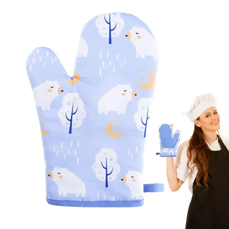 

Силиконовые перчатки для духовки, защитный нескользящий держатель для кастрюли, варежки с ремешком, 1 шт., изолированные кухонные перчатки для духовки и выпечки