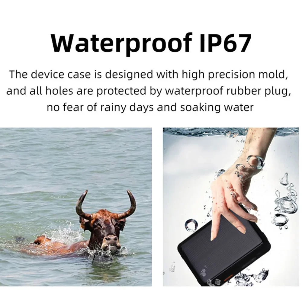 4G LTE Cow GPS Tracker with Solar Power 9000mAh Long Standby Smart Cattle Tracker GPS Locator Find Animals Cow Sheep Horse Camel