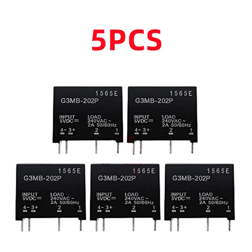 5PCS Relay Module G3MB-202P G3MB 202P DC-AC PCB SSR In 5V DC Out 240V AC 2A Solid State Relay Module image 1