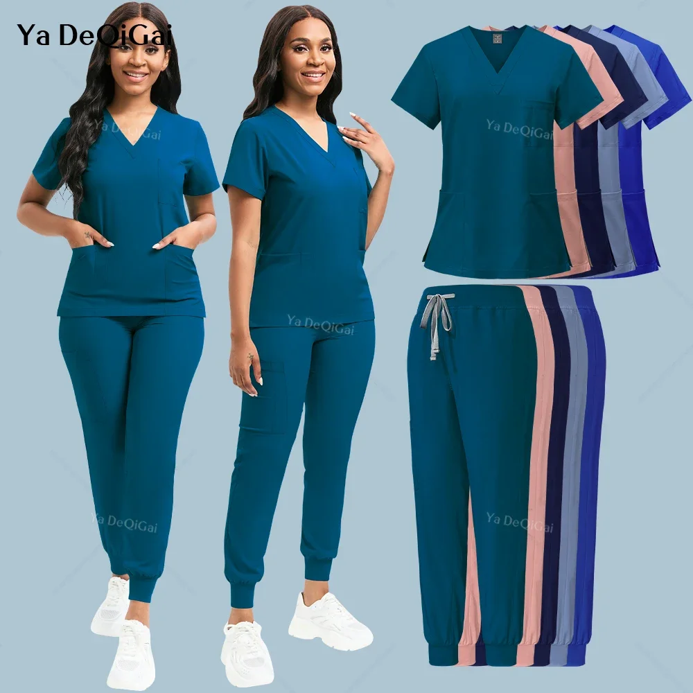 Women Uniform Nursing Scrubs Set Doctor Nurse Workwear Beauty Salon Spa Clothes Scrub Shirt Pants Unisex Medical Nursing Uniform