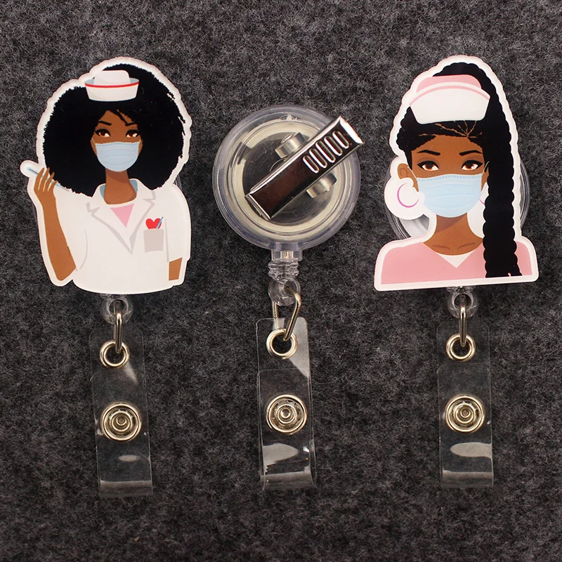 

New Cartoon Medical 360° Rotate Retractable Card Holder Badge Reel Nurse Exhibition Enfermera Girl And Boy Name Card