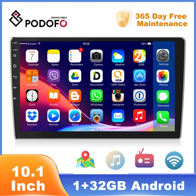 Podofo Car Radio Autoradio Player Navigation Auto Stereo Receiver GPS Recorder For Volkswagen Nissan Kia Toyota Android 2din