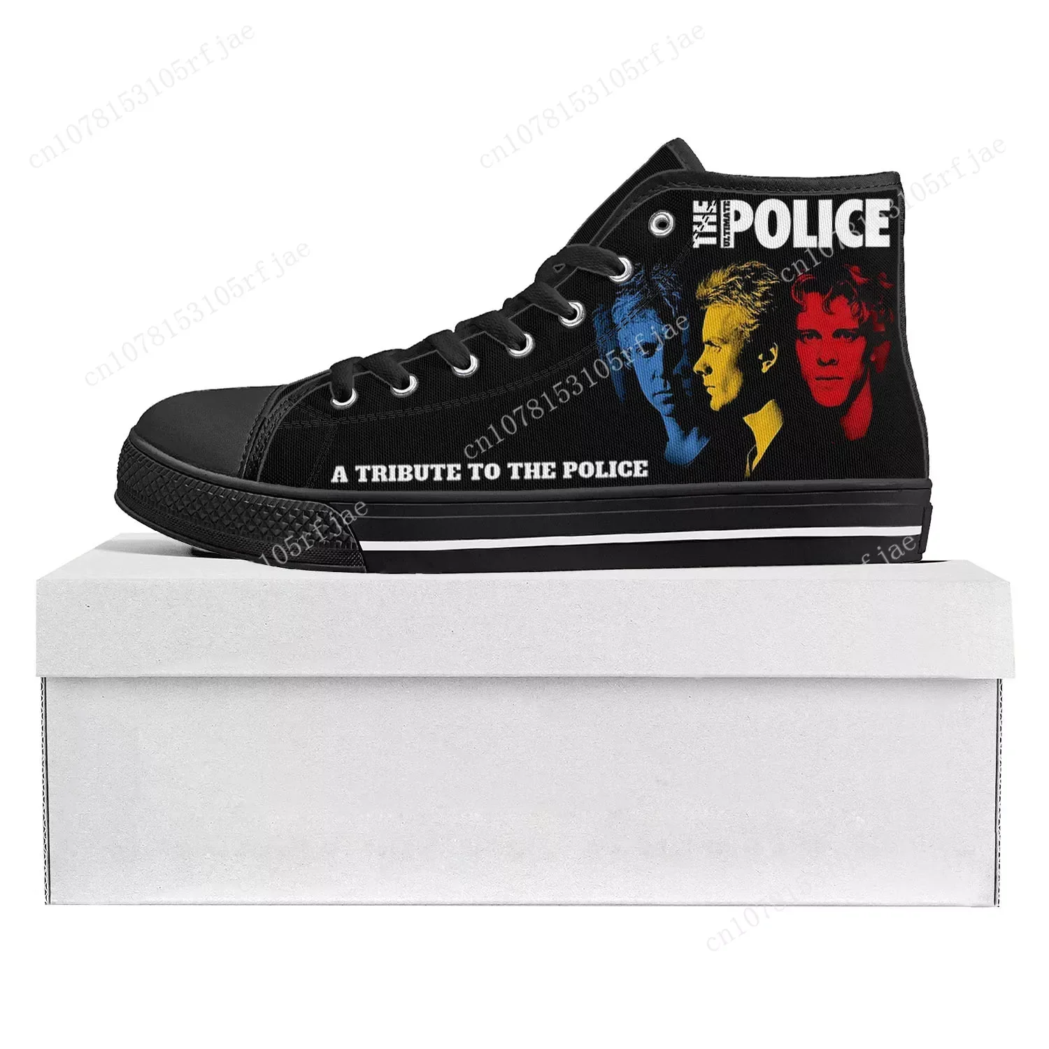 The Police Band Pop High Top High Quality Sneakers Mens Womens Teenager Canvas Sneaker Casual Couple Shoes Custom Shoe Black