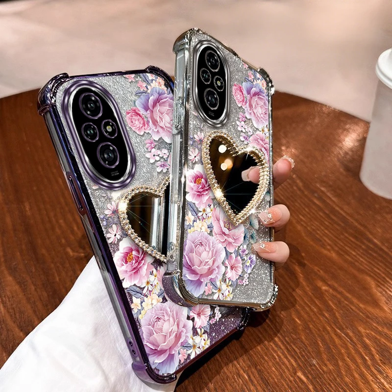 Splendid Flowers Plating Bracelet Holder Phone Case Cover